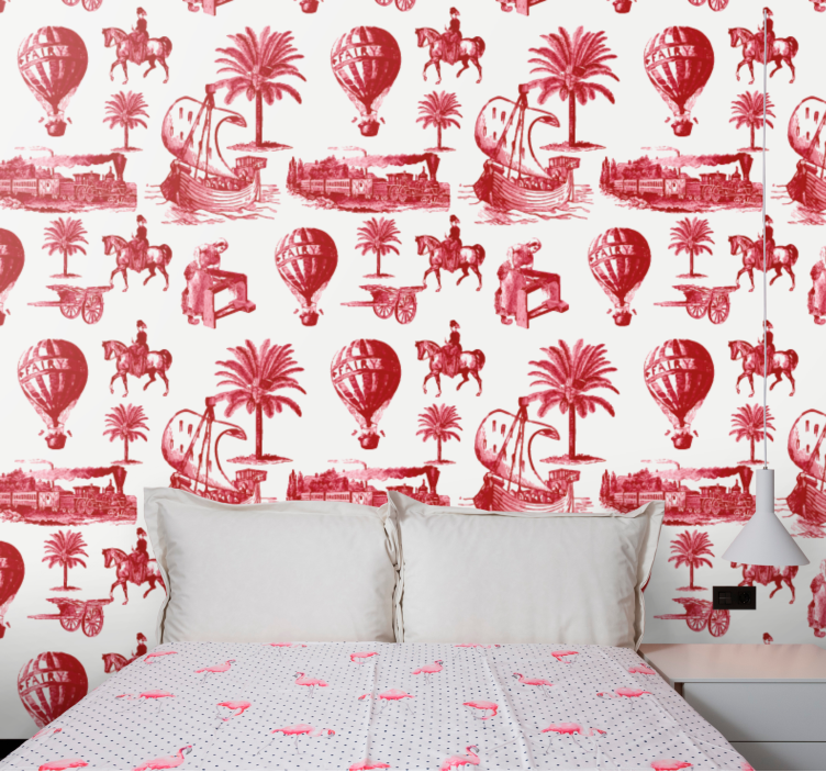 Vintage wallpaper featuring classic travel scenes - TenStickers