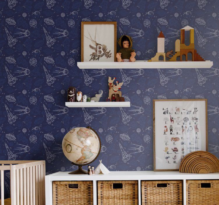 wallpaper space sketch Childrens Wallpaper - TenStickers