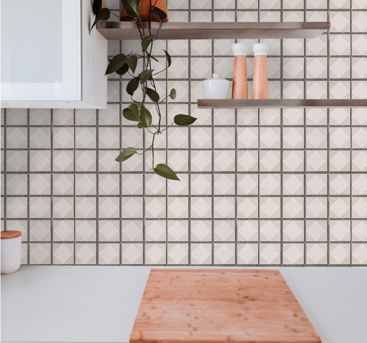 White abstract shape tiles  modern wallpaper - TenStickers