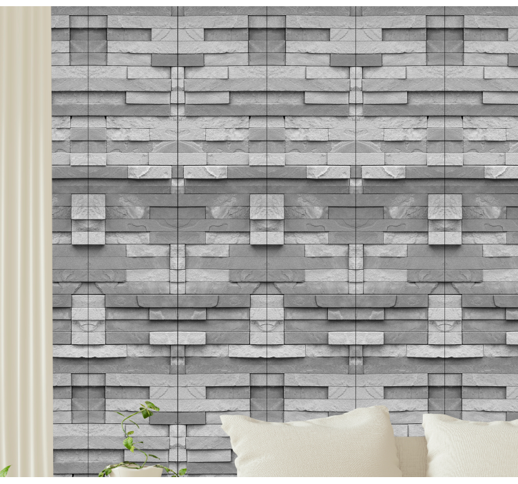white wall stone gray tones Stone Wallpaper - TenStickers