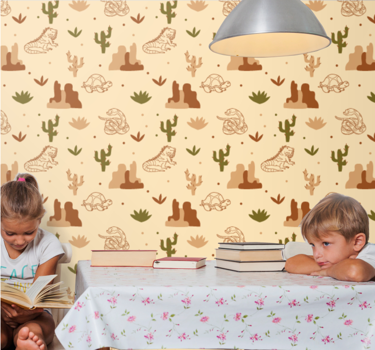 Wild animals in the desert jungle wallpaper - TenStickers