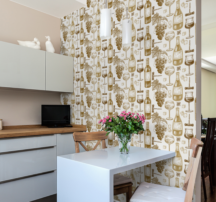 Wine bottles Kitchen Wallpaper - TenStickers