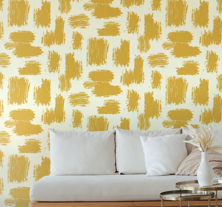 Yellow paint stroke Abstract Wallpaper - TenStickers